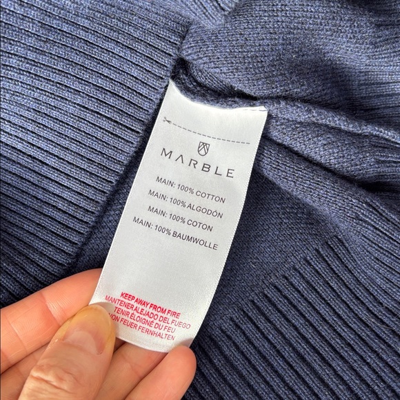 Marble Scotland Cotton-Rich Knit Bomber Jacket Navy Size S - Picture 8 of 9